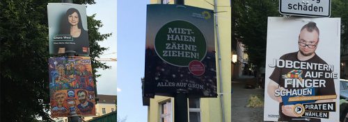 Wahlplakate zur AGH Wahl 2016 in Berlin Prenzlauer Berg