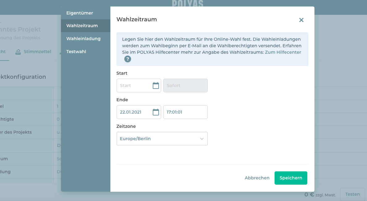 Legen Sie den Wahlzeitraum Ihrer Online-Wahl fest Legen Sie den Wahlzeitraum Ihrer Online-Wahl fest