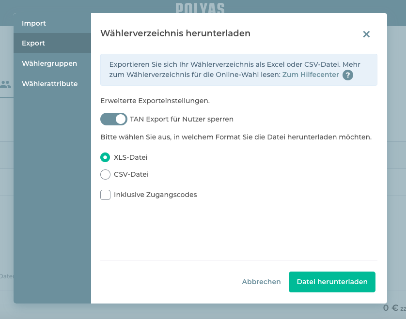 Laden Sie Ihr selbst erstelltes Wählerverzeichnis herunter Laden Sie Ihr selbst erstelltes Wählerverzeichnis herunter