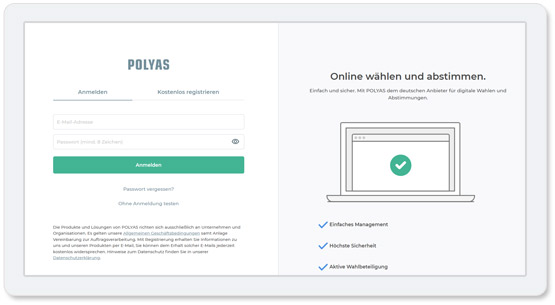 Online-Abstimmungen selbst einrichten: So registrieren Sie sich im POLYAS Online-Wahlmanager Online-Abstimmungen selbst einrichten: So registrieren Sie sich im POLYAS Online-Wahlmanager