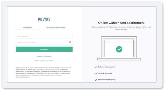 Online-Abstimmungen selbst einrichten: So registrieren Sie sich im POLYAS Online-Wahlmanager
