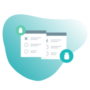 Illustration zur Stimmgewichtung beim Live Voting: Zwei Icons von Gewichten neben zwei Stimmzetteln