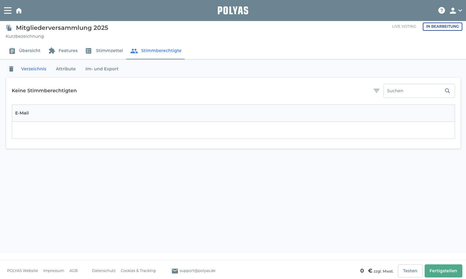 Verzeichnis-Live Voting Verzeichnis der Stimmberechtigten Live Voting